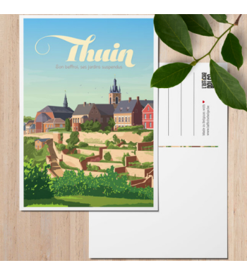 L'affiche Belge Carte Postale "Thuin" contexte sur table