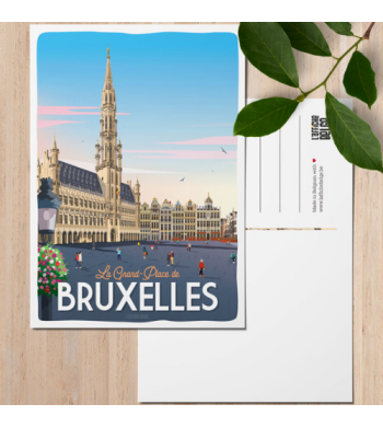 L'affiche Belge Carte Postale "La Grand Place de Bruxelles" avec arrière