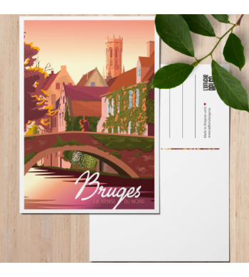 L'affiche Belge Carte Postale "Bruges" avec arrière