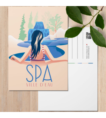L'affiche Belge Carte Postale "Spa, ville d’eau" avec arrière