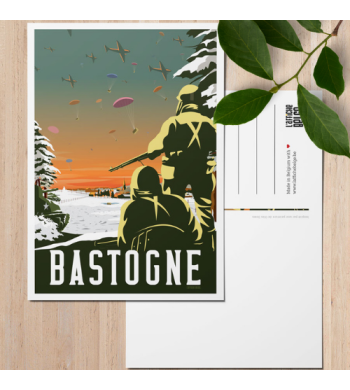 L'affiche Belge Carte Postale "Bastogne" avec arrière
