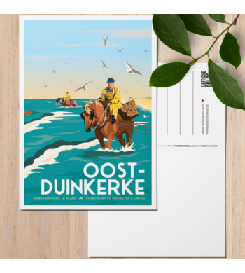 L'affiche Belge Carte Postale "Oostduinkerke" avec arrière