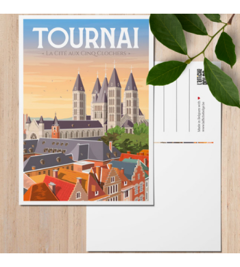 L'affiche Belge Carte Postale "Tournai" avec arrière