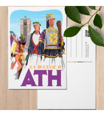 L'affiche Belge Carte Postale "La Ducasse d’Ath" avec arrière