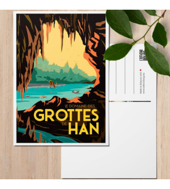 L'affiche Belge Carte Postale "Le Domaine des Grottes de Han" avec arrière