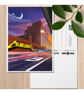 L'affiche Belge Carte Postale "One Night In Charleroi" avec arrière